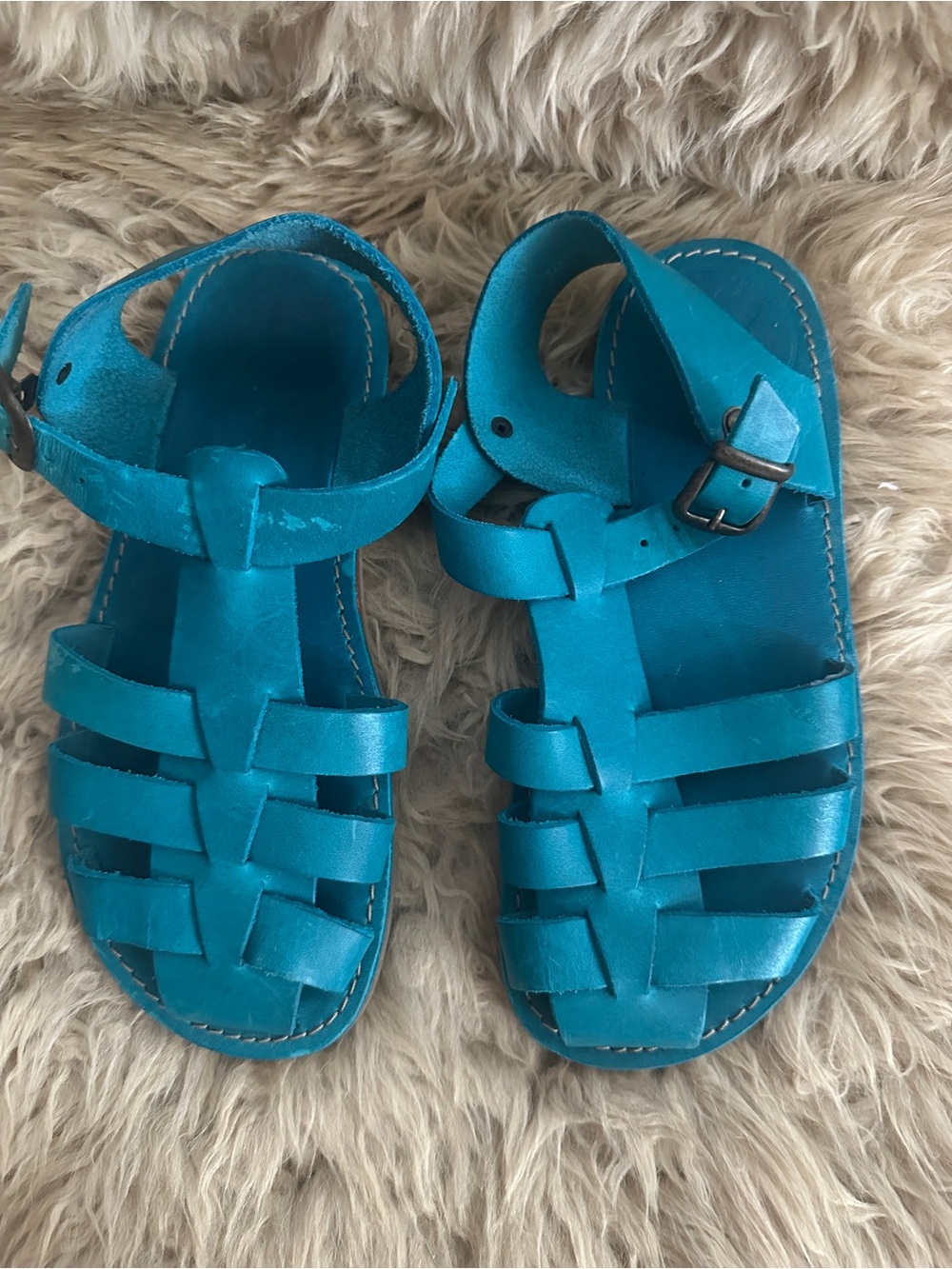 Duckfeet Ringkobing Blue Leather Fisherman Sandals - Adjustable Buckle